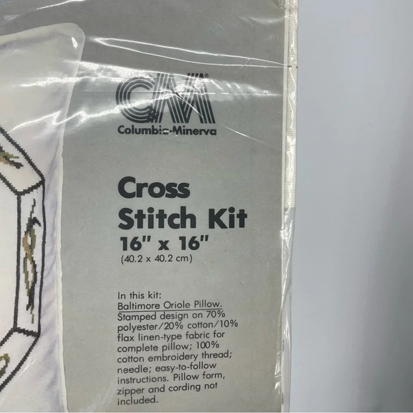 Vintage new old stock cross stitch pillow kit Oriole bird cushion DIY Accents - Picture 4 of 6